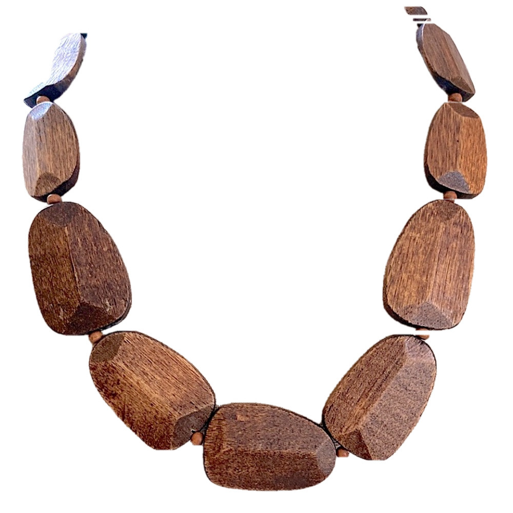 Bohemian Necklace Quality Made Lightweight Comfort Natural Wood Vintage EUC